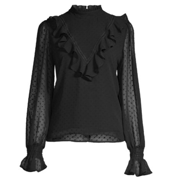 NWT High Neck Ruffle Blouse Size L - Picture 6 of 7